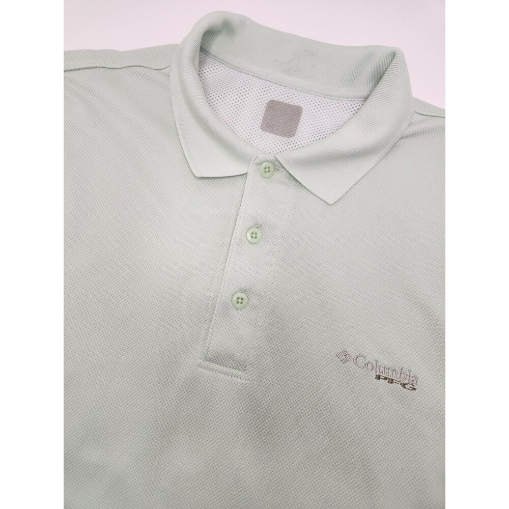 Columbia PFG‎ Polo Shirt Men's L Green Short Sleeve Vented Fishing Omnishade